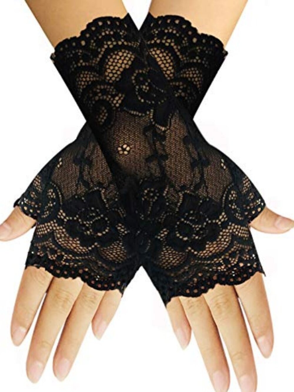 Women Short Lace Gloves Sunblock Fingerless Bridal Wrist Gloves Opera Evening